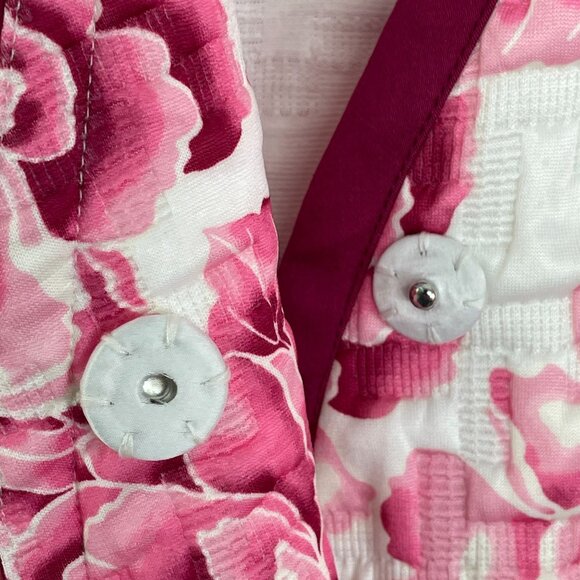 Isaac Mizrahi Live! Womens Plus 2X Floral Quilted Kimono Jacket Pink White - Picture 11 of 13